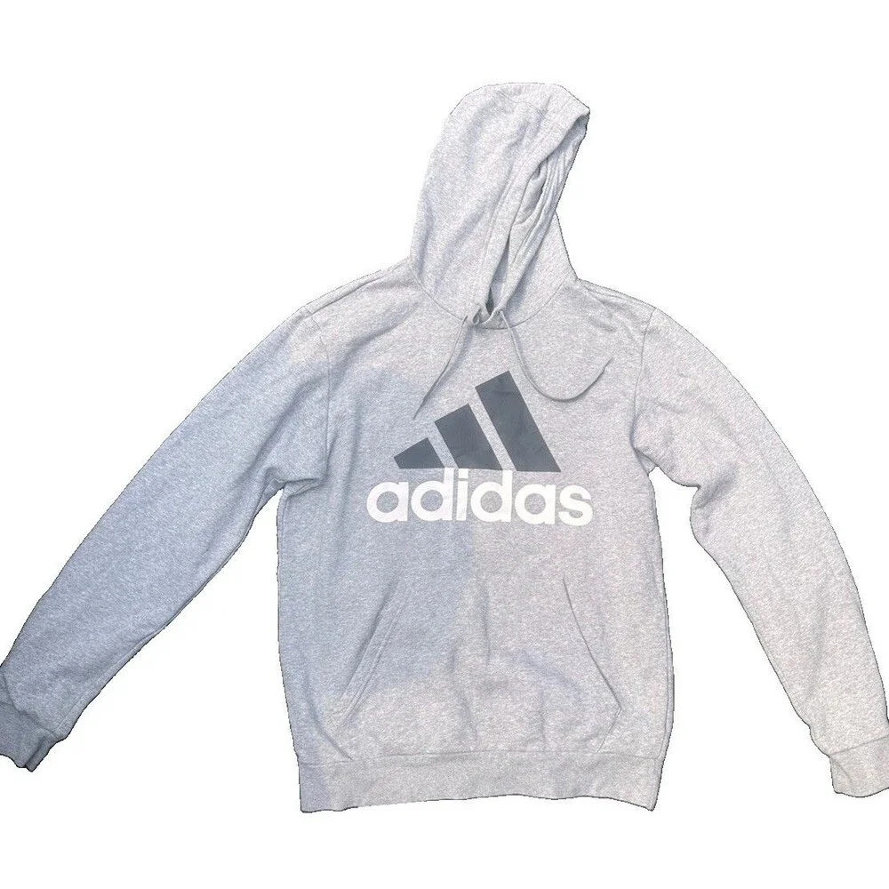 adidas Gray Pullover Hoodie Men's Medium Large Logo Sweatshirt